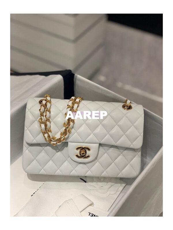 Replica Chanel Small Classic Double Flap Bag 23cm Lambskin White 4