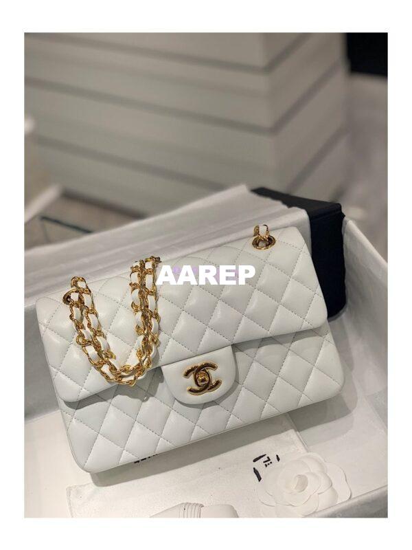 Replica Chanel Small Classic Double Flap Bag 23cm Lambskin White 5