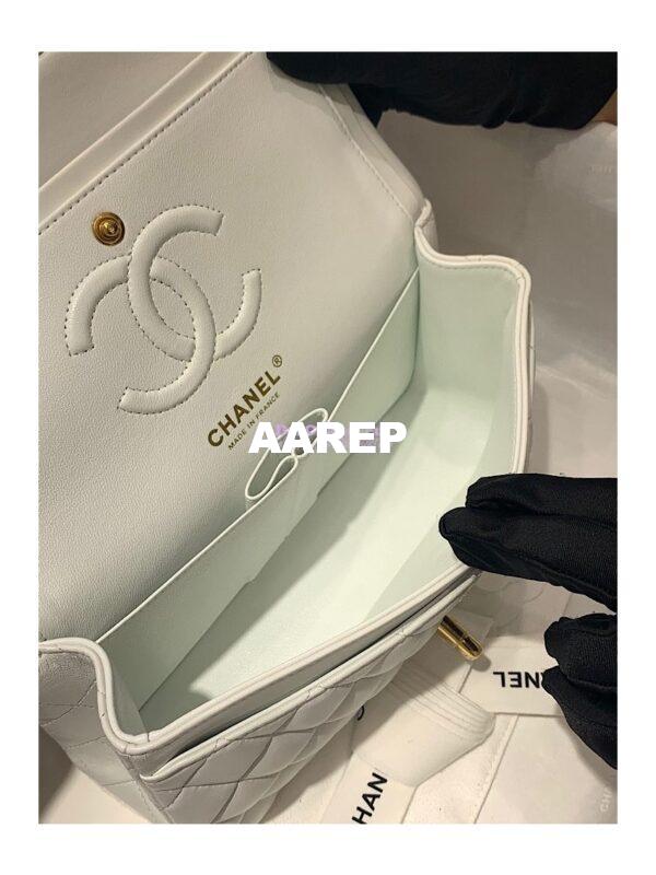 Replica Chanel Small Classic Double Flap Bag 23cm Lambskin White 11