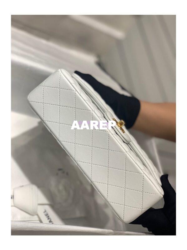 Replica Chanel Small Classic Double Flap Bag 23cm Lambskin White 14
