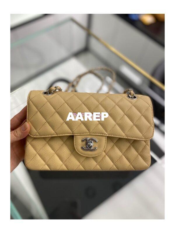 Replica Chanel Small Classic Double Flap Bag 23cm Caviar Beige