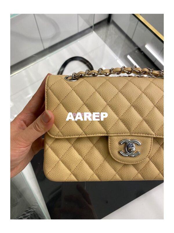 Replica Chanel Small Classic Double Flap Bag 23cm Caviar Beige 2
