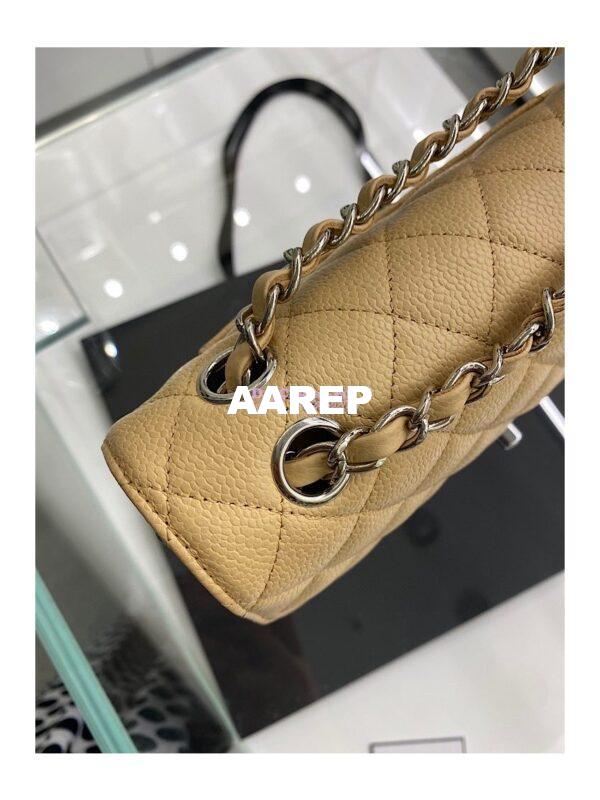 Replica Chanel Small Classic Double Flap Bag 23cm Caviar Beige 7