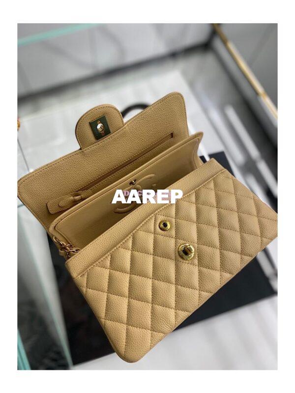 Replica Chanel Small Classic Double Flap Bag 23cm Caviar Beige 14