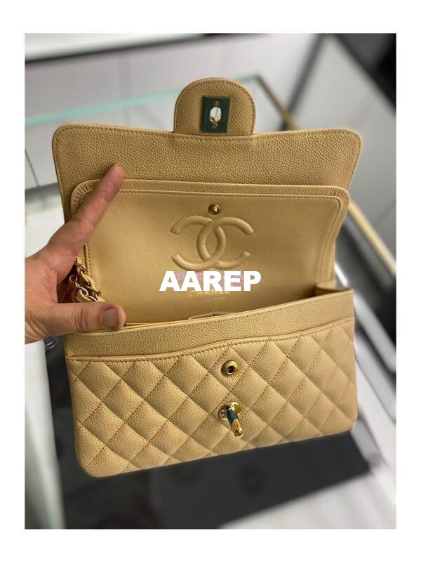 Replica Chanel Small Classic Double Flap Bag 23cm Caviar Beige 15