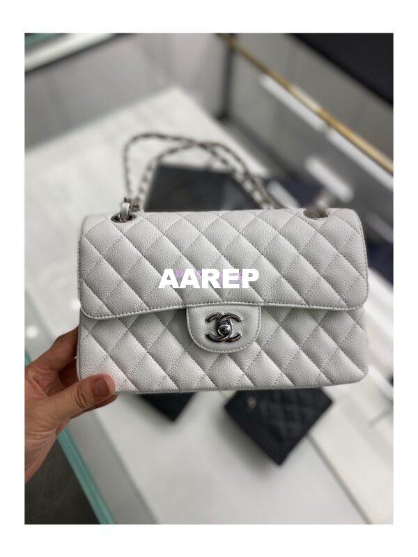 Replica Chanel Small Classic Double Flap Bag 23cm Caviar White 3