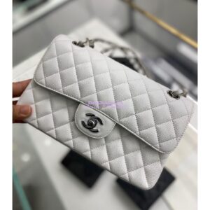 Replica Chanel Small Classic Double Flap Bag 23cm Caviar White 2