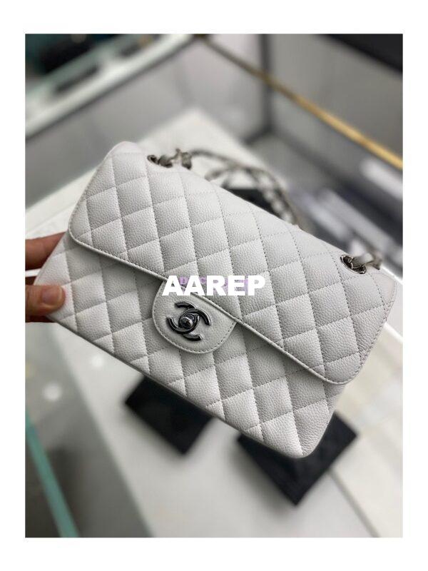Replica Chanel Small Classic Double Flap Bag 23cm Caviar White 4