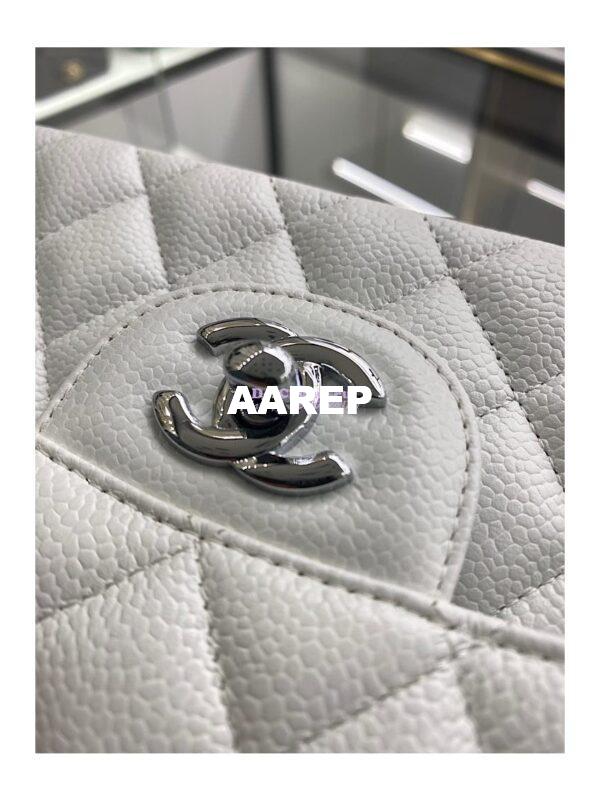 Replica Chanel Small Classic Double Flap Bag 23cm Caviar White 6