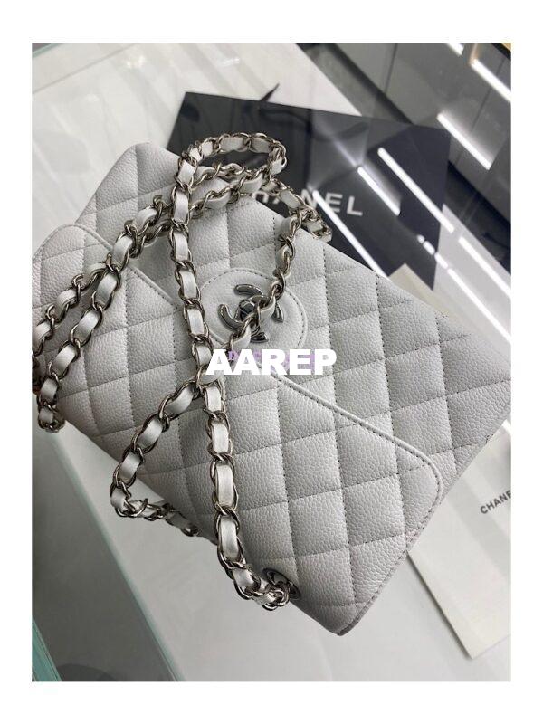 Replica Chanel Small Classic Double Flap Bag 23cm Caviar White 7