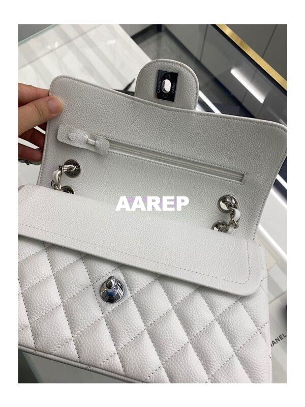 Replica Chanel Small Classic Double Flap Bag 23cm Caviar White 10