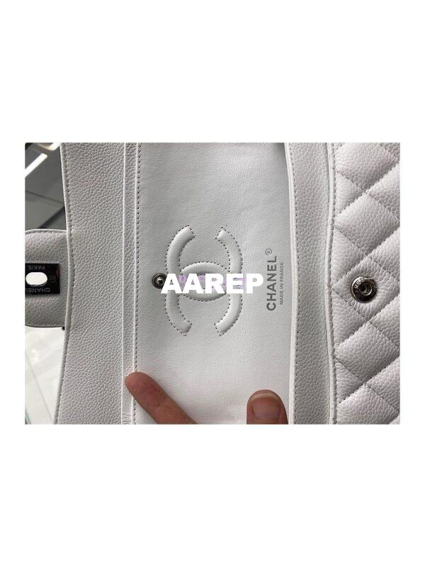 Replica Chanel Small Classic Double Flap Bag 23cm Caviar White 11