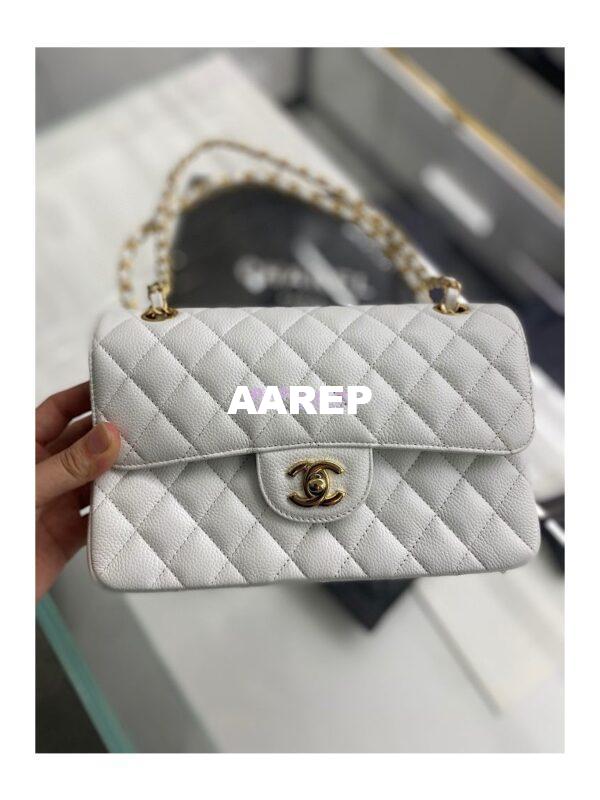 Replica Chanel Small Classic Double Flap Bag 23cm Caviar White 13