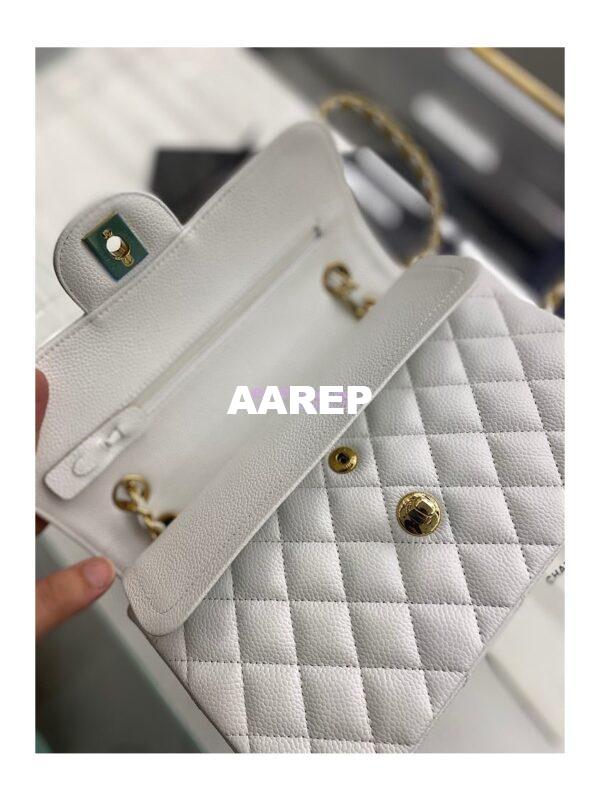 Replica Chanel Small Classic Double Flap Bag 23cm Caviar White 17