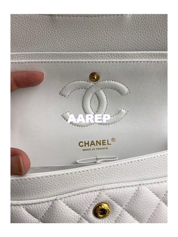 Replica Chanel Small Classic Double Flap Bag 23cm Caviar White 18