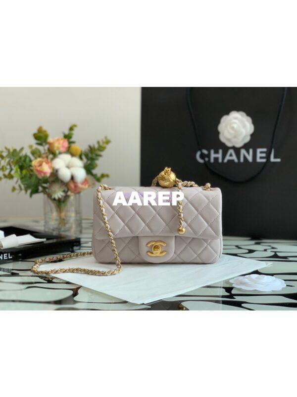 Replica Chanel Lambskin Charm Strap Flap Bag AS1787 Yam (Limited) 4