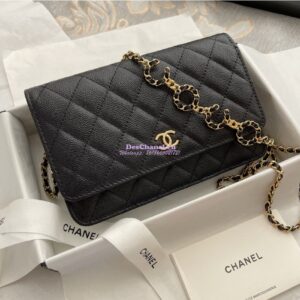 Replica Chanel Coco Wallet On Chain WOC in Grained Calfskin AP2298 Black