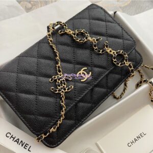 Replica Chanel Coco Wallet On Chain WOC in Grained Calfskin AP2298 Black 2