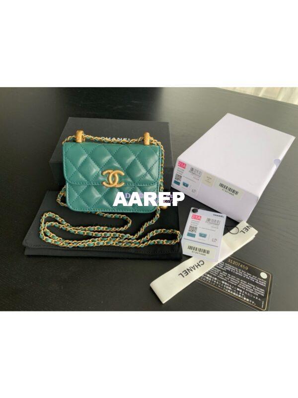 Replica Chanel Flap Coin Purse With Chain AP2290 Green