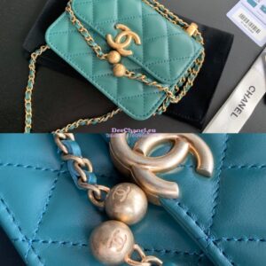 Replica Chanel Flap Coin Purse With Chain AP2290 Green 2