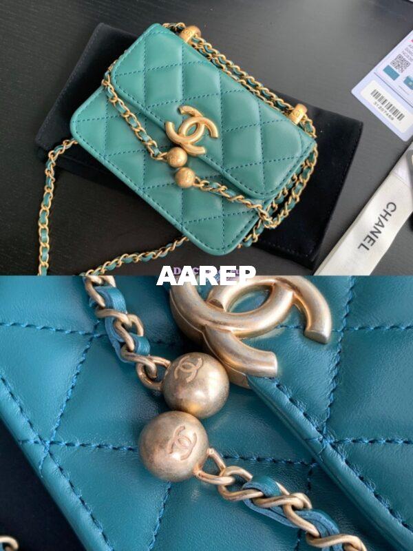 Replica Chanel Flap Coin Purse With Chain AP2290 Green 2