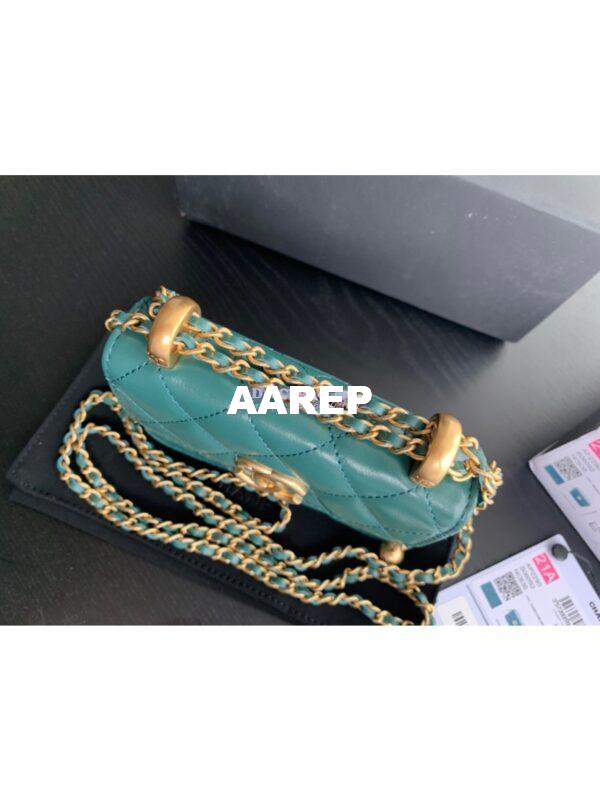 Replica Chanel Flap Coin Purse With Chain AP2290 Green 3