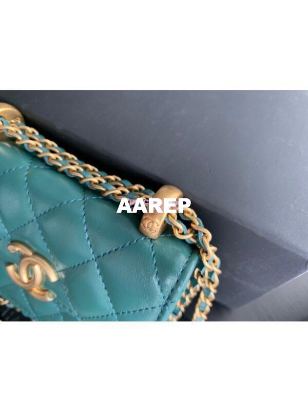 Replica Chanel Flap Coin Purse With Chain AP2290 Green 4