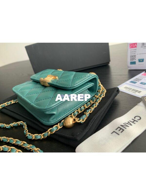 Replica Chanel Flap Coin Purse With Chain AP2290 Green 5