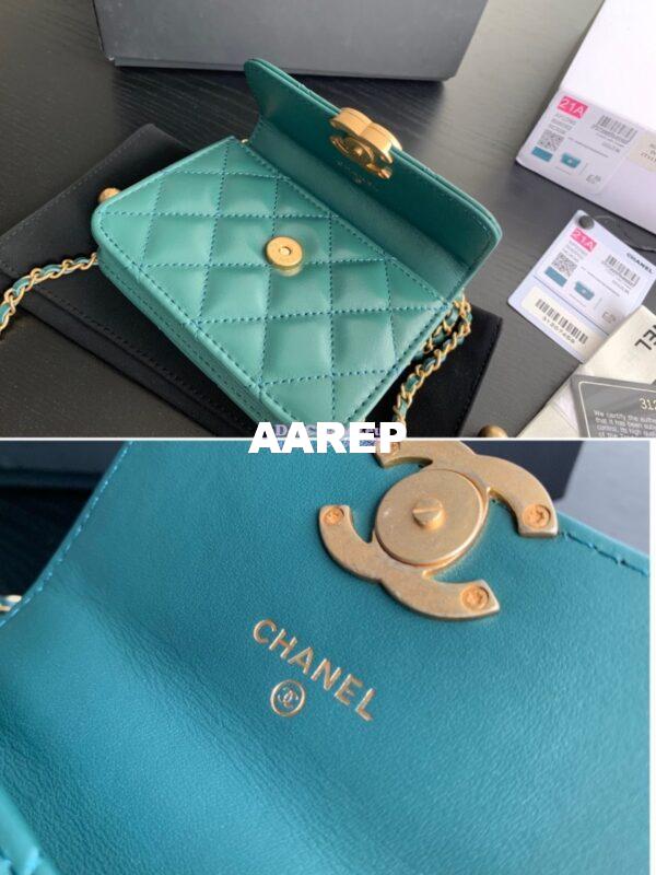 Replica Chanel Flap Coin Purse With Chain AP2290 Green 7