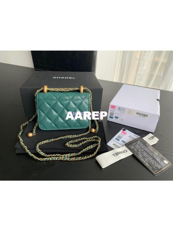 Replica Chanel Flap Coin Purse With Chain AP2290 Green 8