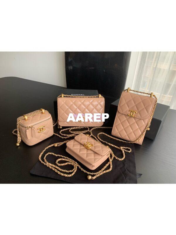 Replica Chanel Flap Coin Purse With Chain AP2290 Beige 3
