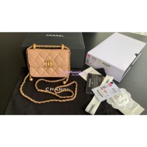 Replica Chanel Flap Coin Purse With Chain AP2290 Beige 2