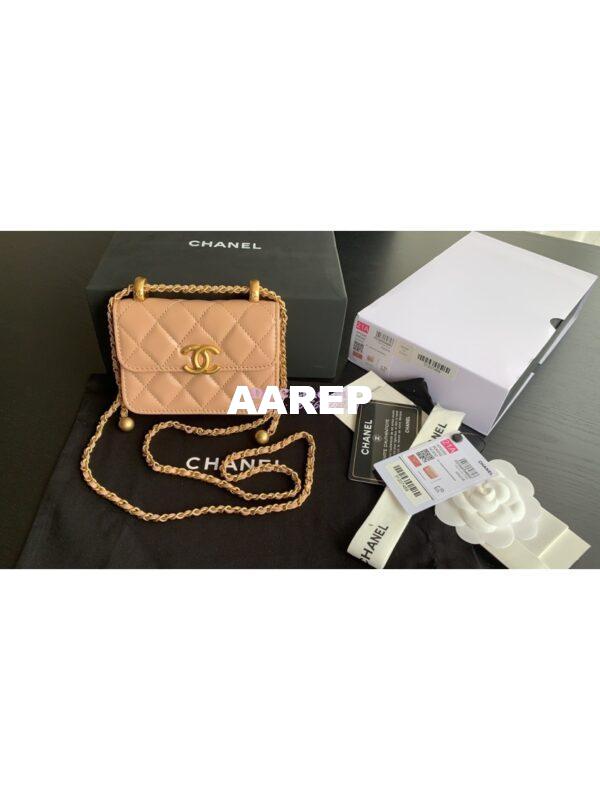 Replica Chanel Flap Coin Purse With Chain AP2290 Beige 4