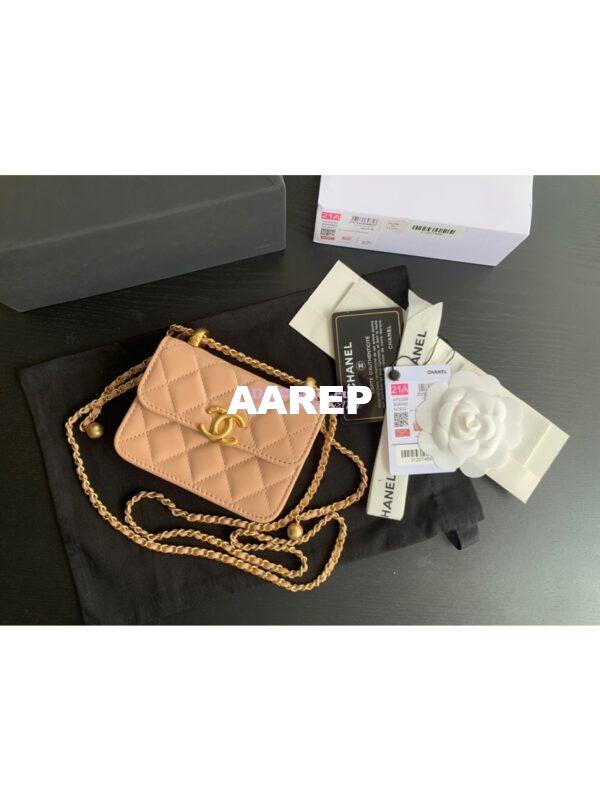 Replica Chanel Flap Coin Purse With Chain AP2290 Beige 5