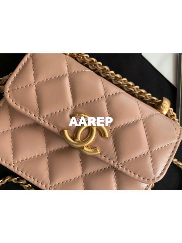 Replica Chanel Flap Coin Purse With Chain AP2290 Beige 6