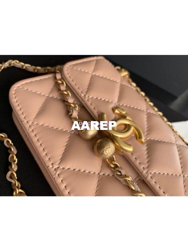 Replica Chanel Flap Coin Purse With Chain AP2290 Beige 7