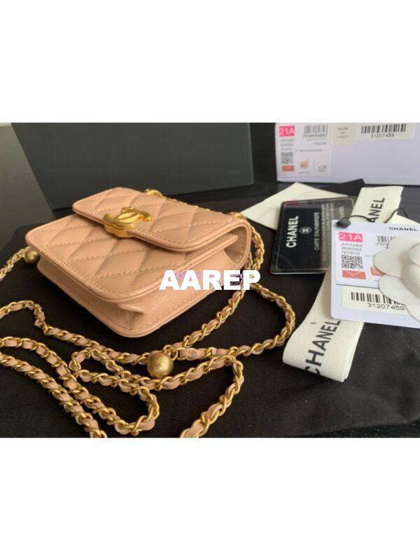 Replica Chanel Flap Coin Purse With Chain AP2290 Beige 9