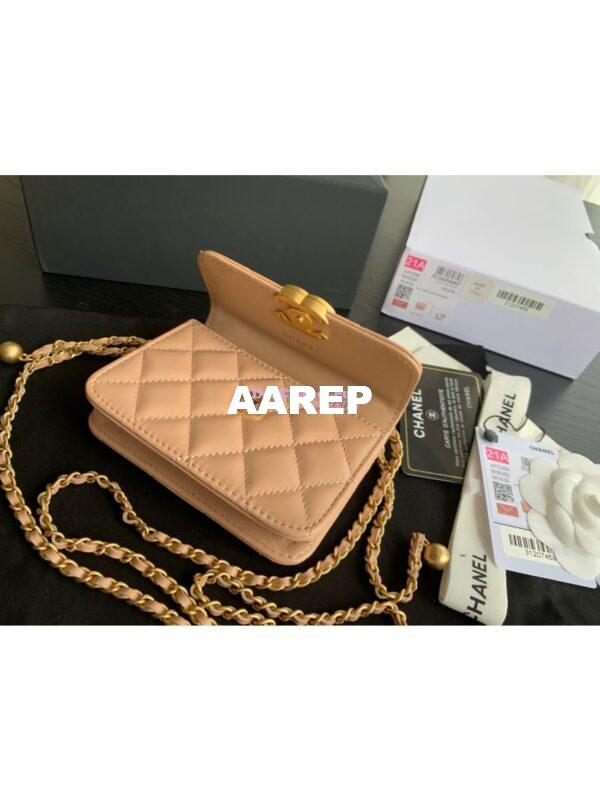 Replica Chanel Flap Coin Purse With Chain AP2290 Beige 11