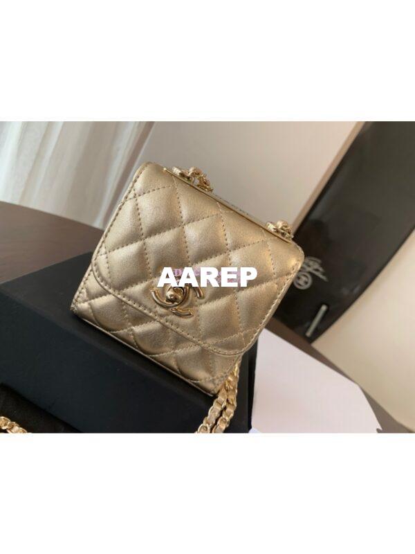 Replica Chanel Small Trendy CC Clutch With Chain A81633 Metallic Gold 3
