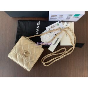 Replica Chanel Small Trendy CC Clutch With Chain A81633 Metallic Gold 2