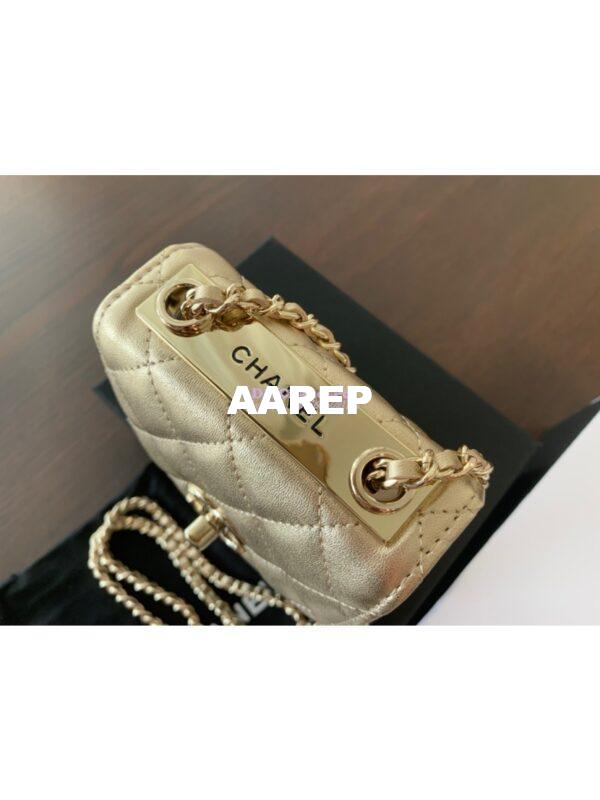 Replica Chanel Small Trendy CC Clutch With Chain A81633 Metallic Gold 5
