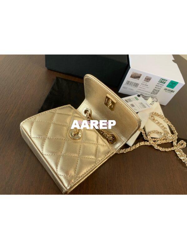 Replica Chanel Small Trendy CC Clutch With Chain A81633 Metallic Gold 7