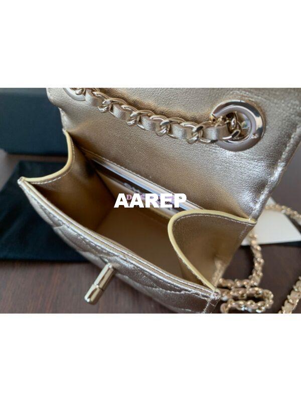 Replica Chanel Small Trendy CC Clutch With Chain A81633 Metallic Gold 8