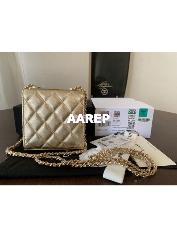 Replica Chanel Small Trendy CC Clutch With Chain A81633 Metallic Gold 10