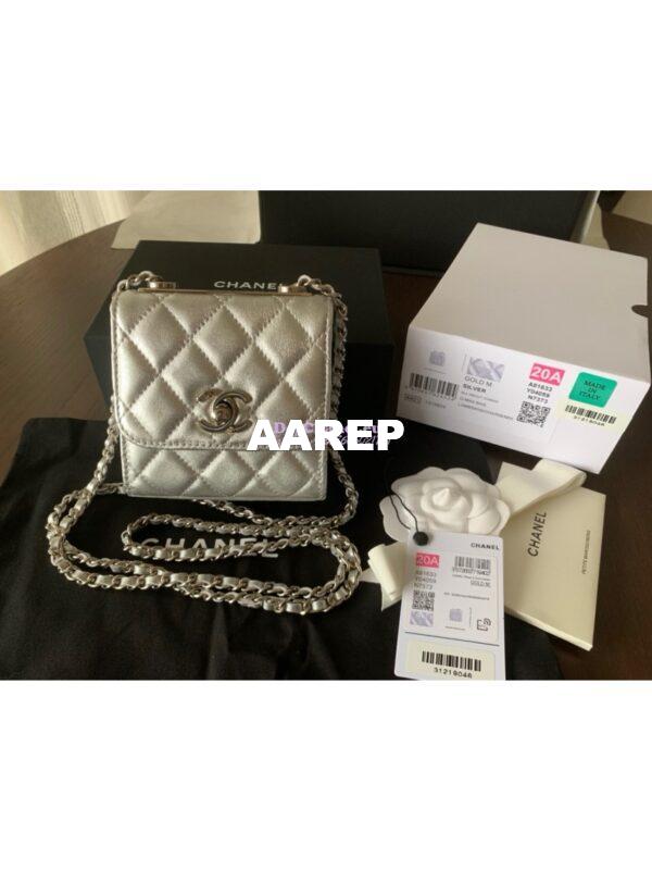 Replica Chanel Small Trendy CC Clutch With Chain A81633 Metallic Silver 3