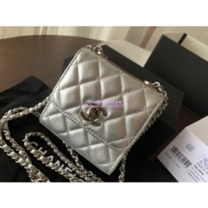 Replica Chanel Small Trendy CC Clutch With Chain A81633 Metallic Silver 2