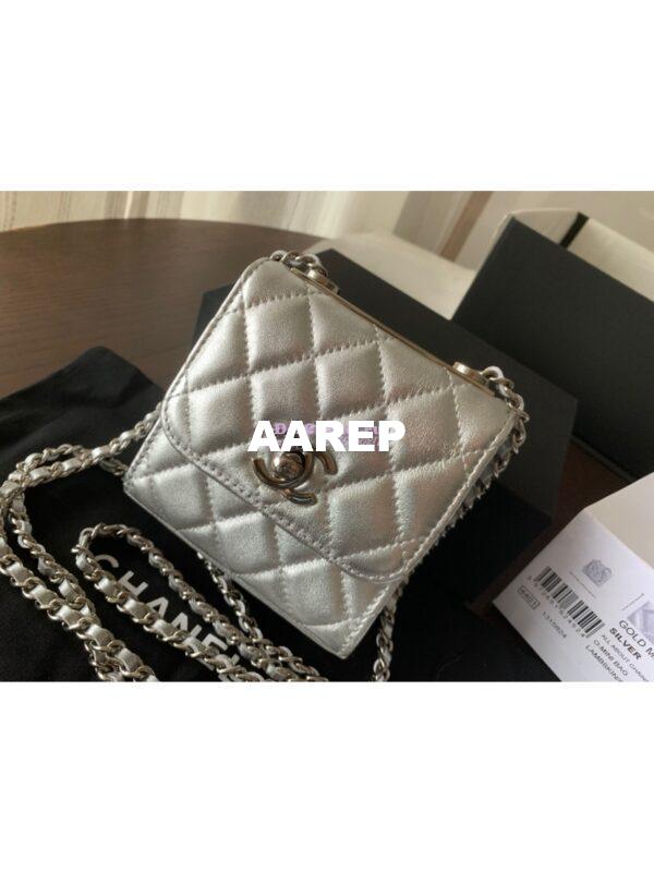 Replica Chanel Small Trendy CC Clutch With Chain A81633 Metallic Silver 4