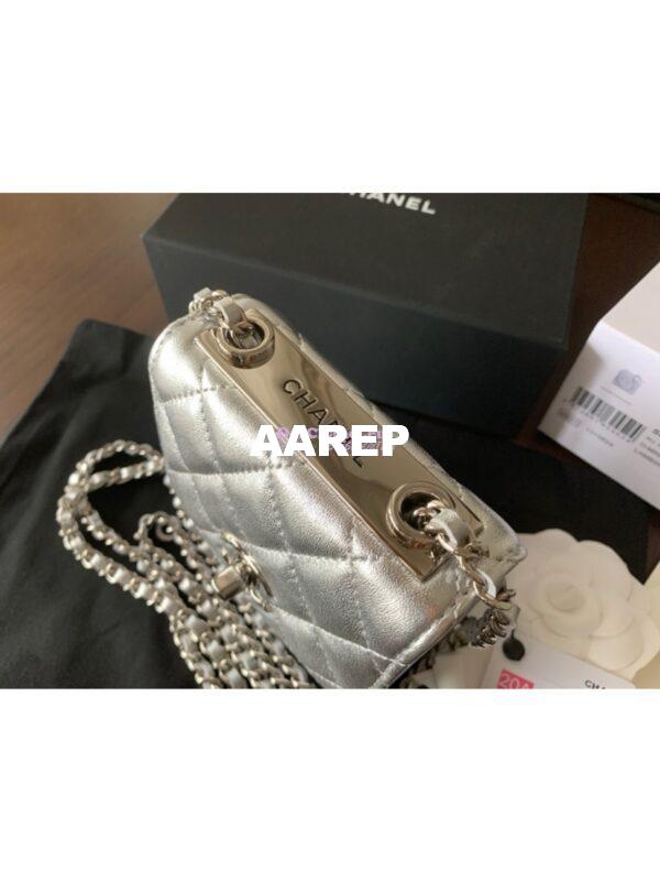 Replica Chanel Small Trendy CC Clutch With Chain A81633 Metallic Silver 6