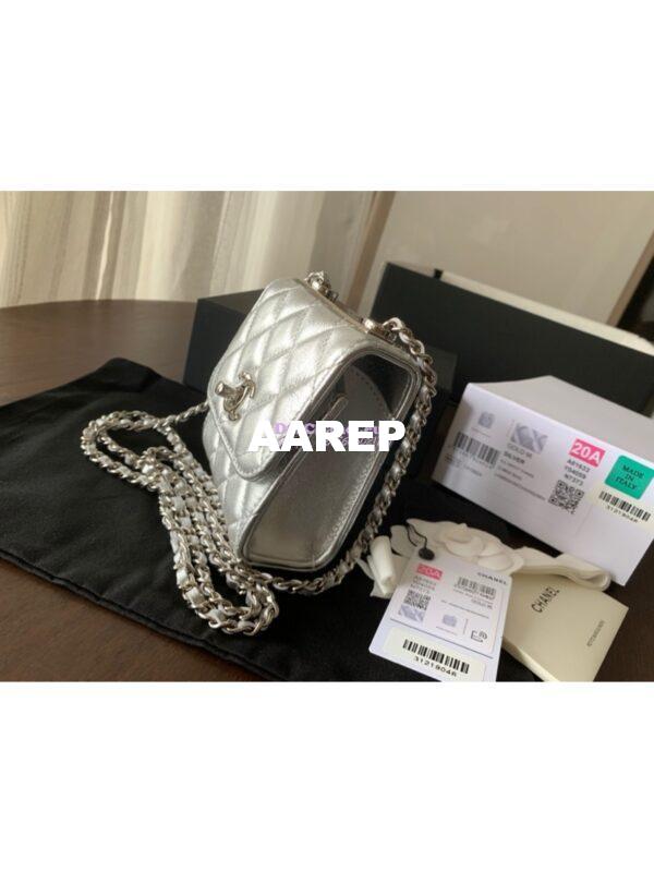 Replica Chanel Small Trendy CC Clutch With Chain A81633 Metallic Silver 7