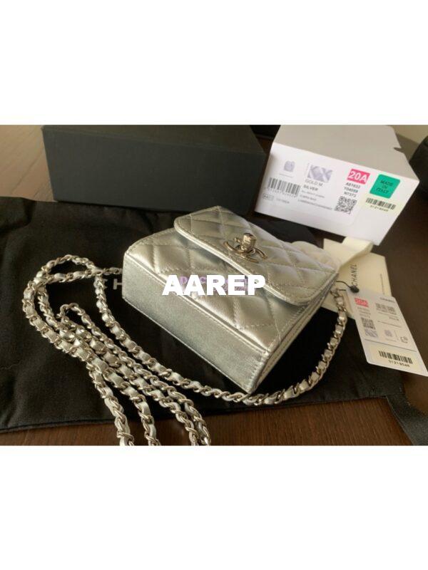 Replica Chanel Small Trendy CC Clutch With Chain A81633 Metallic Silver 8